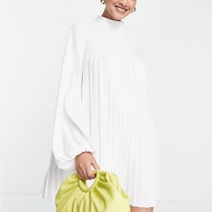 ASOS High Neck Pleated Trapeze Mini Dress